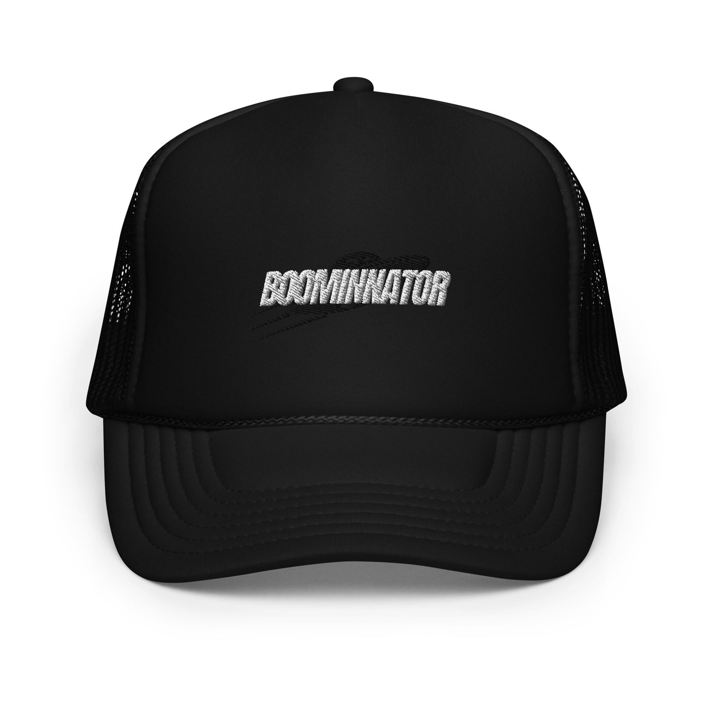 Boominnator Black and White Logo foam trucker hat