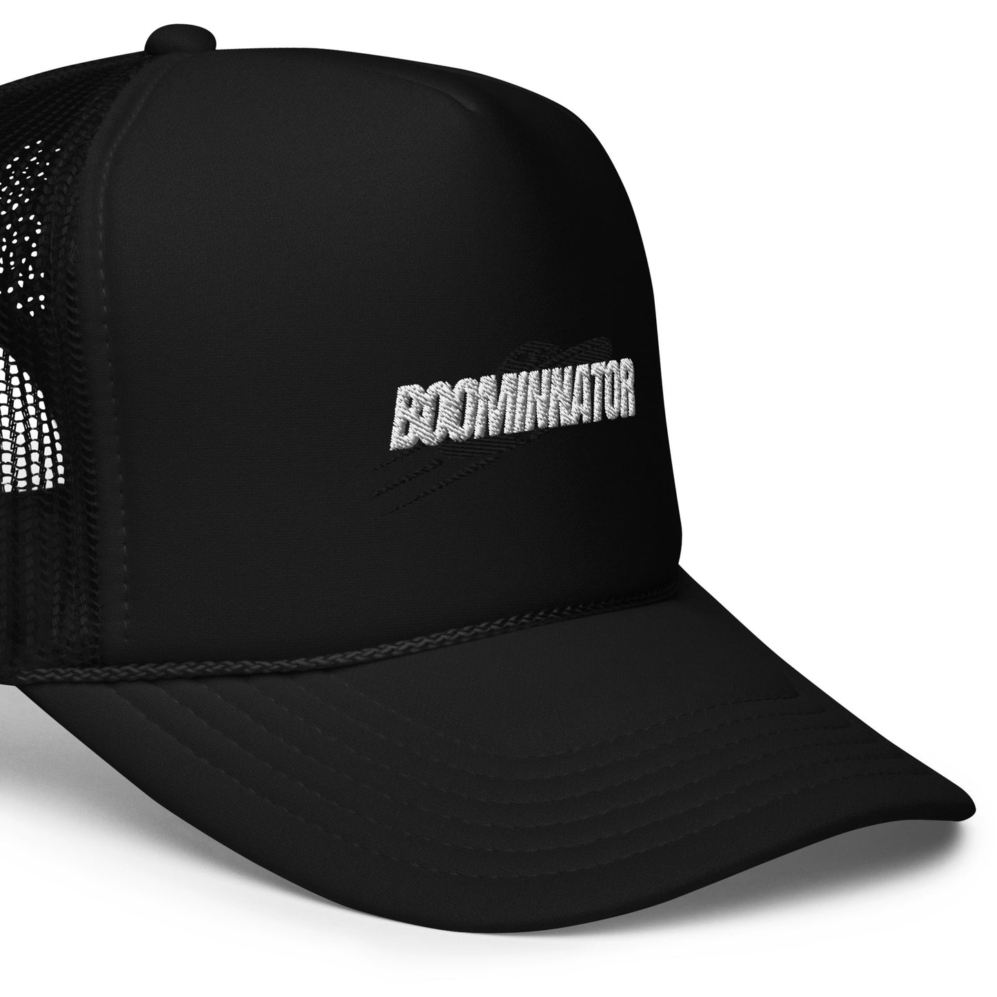 Boominnator Black and White Logo foam trucker hat