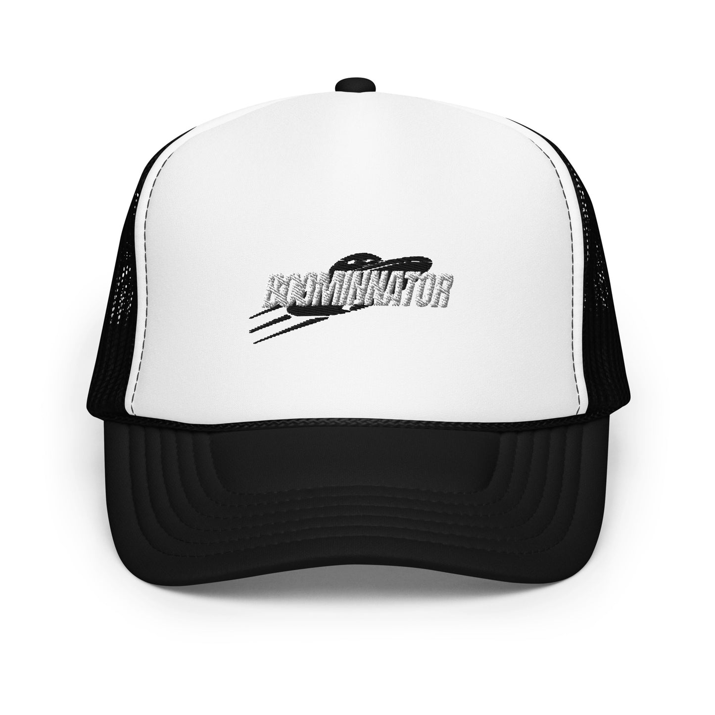 Boominnator Black and White Logo foam trucker hat