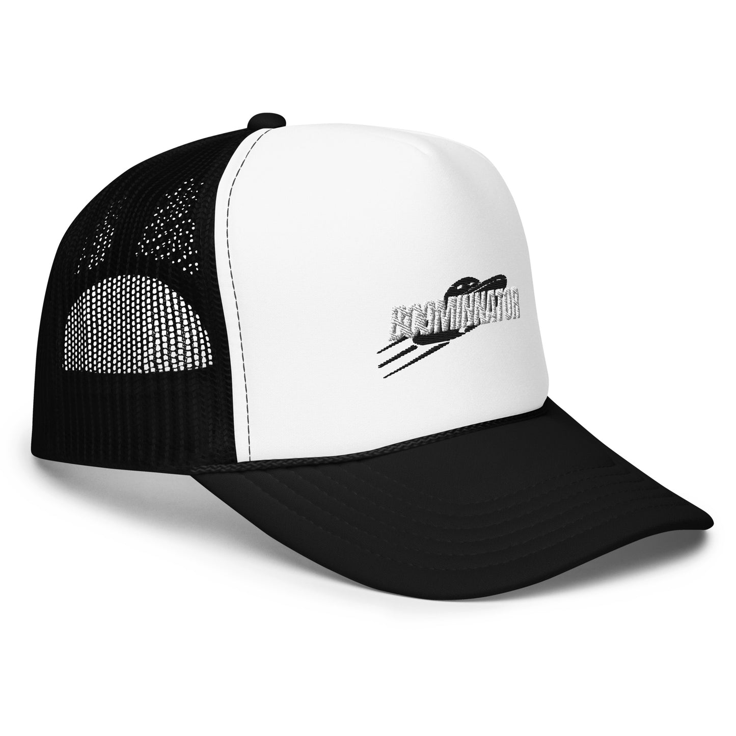 Boominnator Black and White Logo foam trucker hat