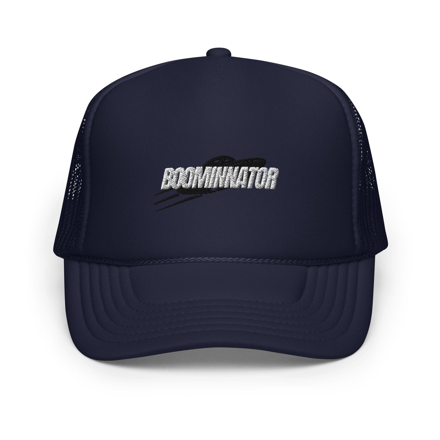 Boominnator Black and White Logo foam trucker hat