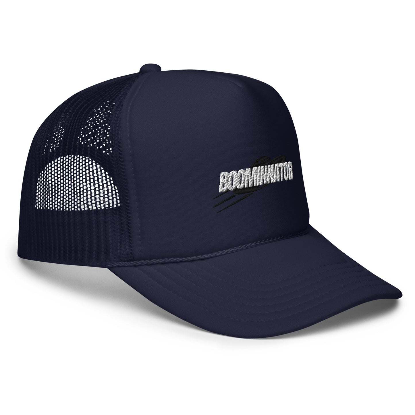 Boominnator Black and White Logo foam trucker hat