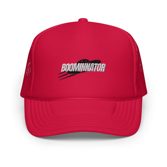 Boominnator Black and White Logo foam trucker hat