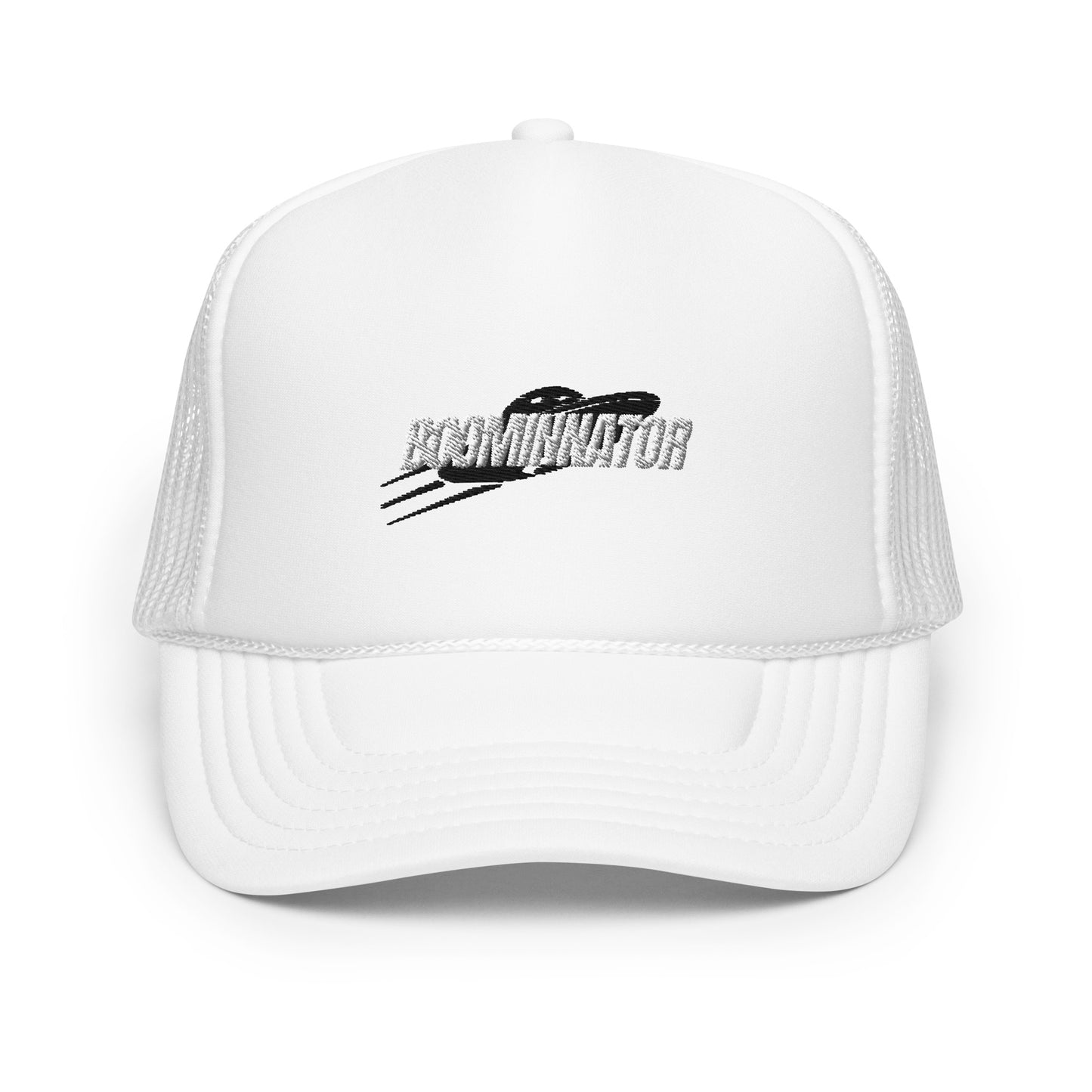 Boominnator Black and White Logo foam trucker hat