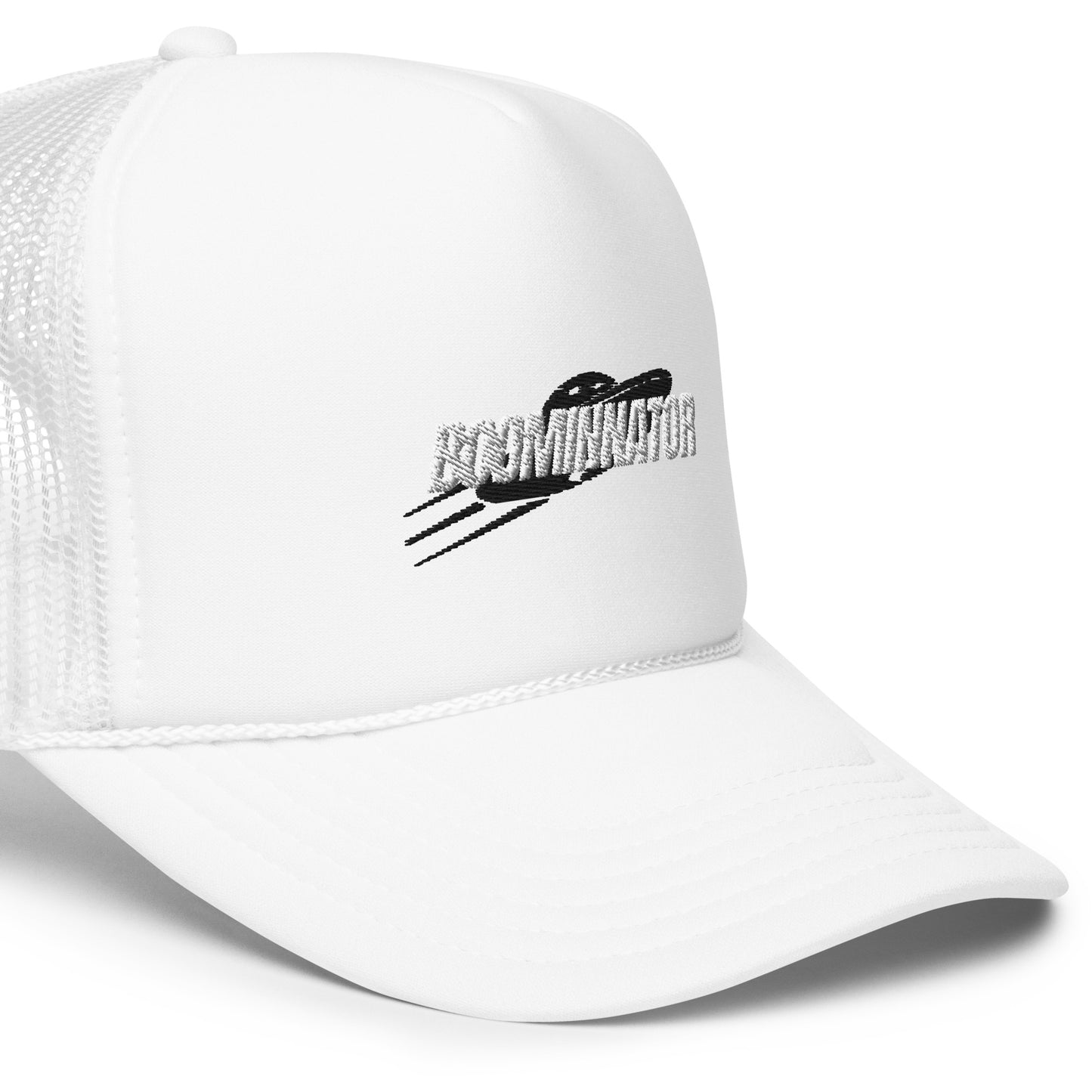 Boominnator Black and White Logo foam trucker hat