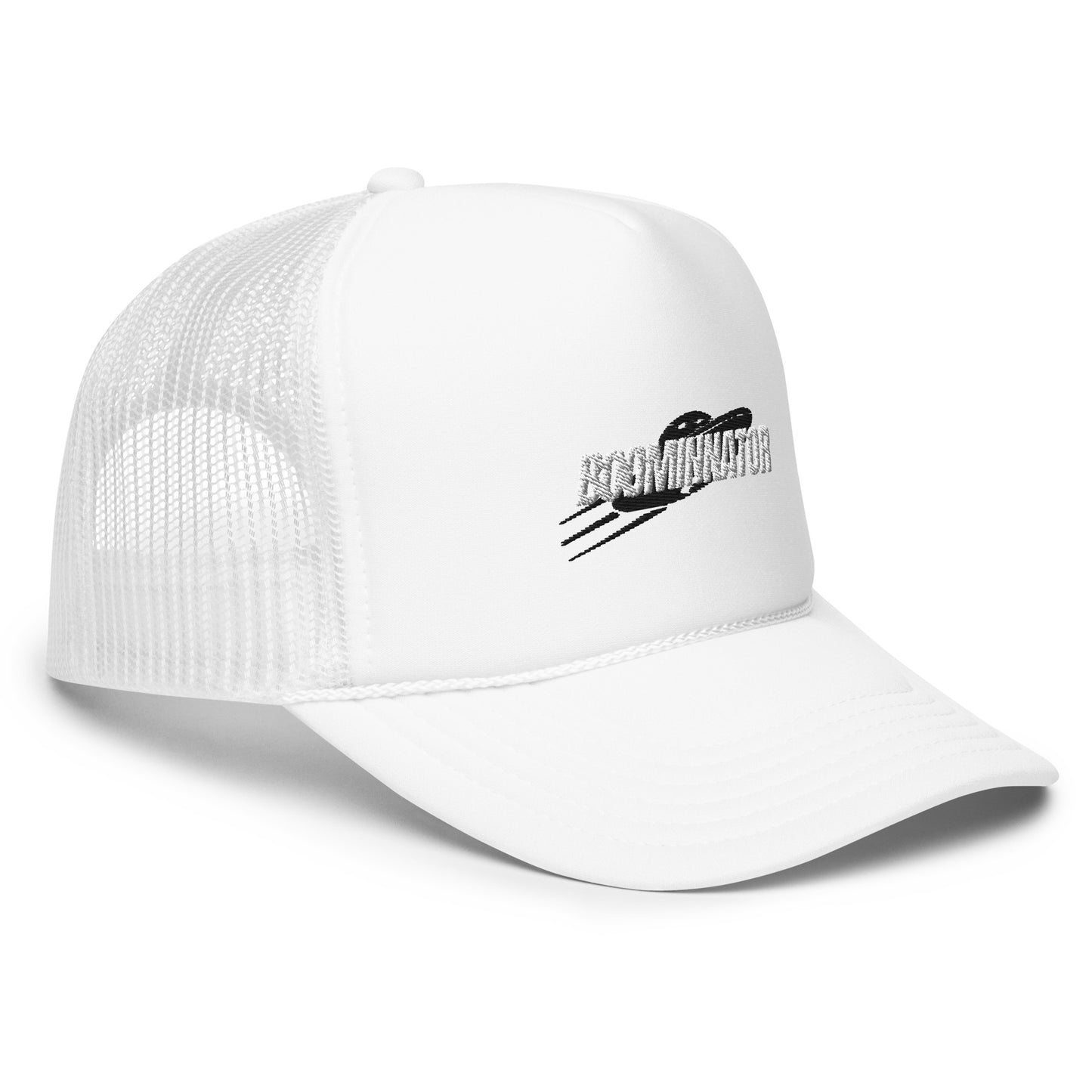 Boominnator Black and White Logo foam trucker hat